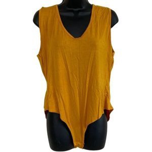 Boo Hoo Bodysuit Plus Size Plunge Mustard Size 16 NWT